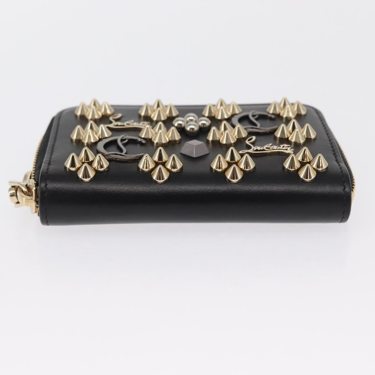 Christian Louboutin Panettone Coin Purse Embellished Leather Black Leather Wallets Accessory (Pre-Owned)