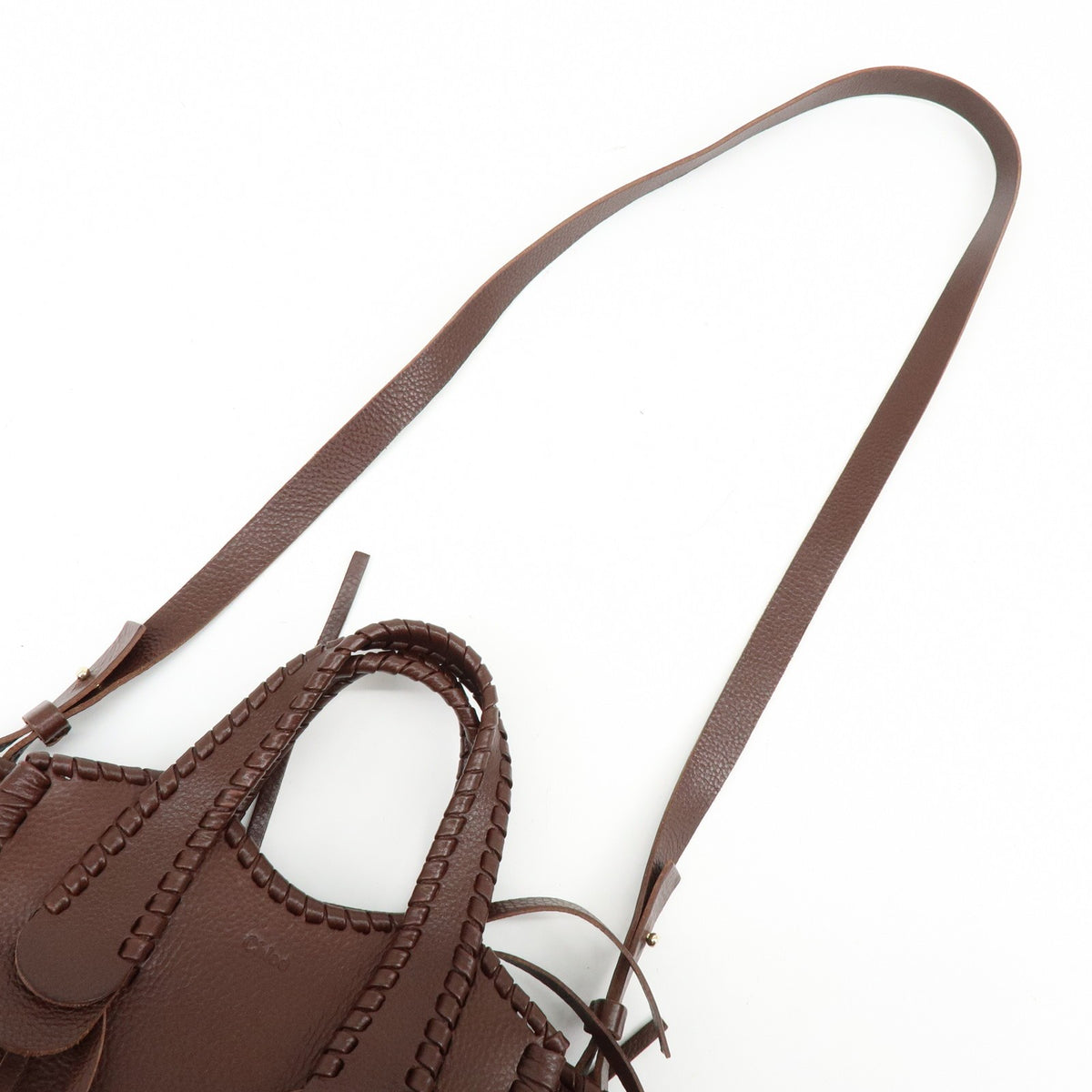Chloe Mony Leather Brown Leather Tote Bag Bag (Pre-Owned)