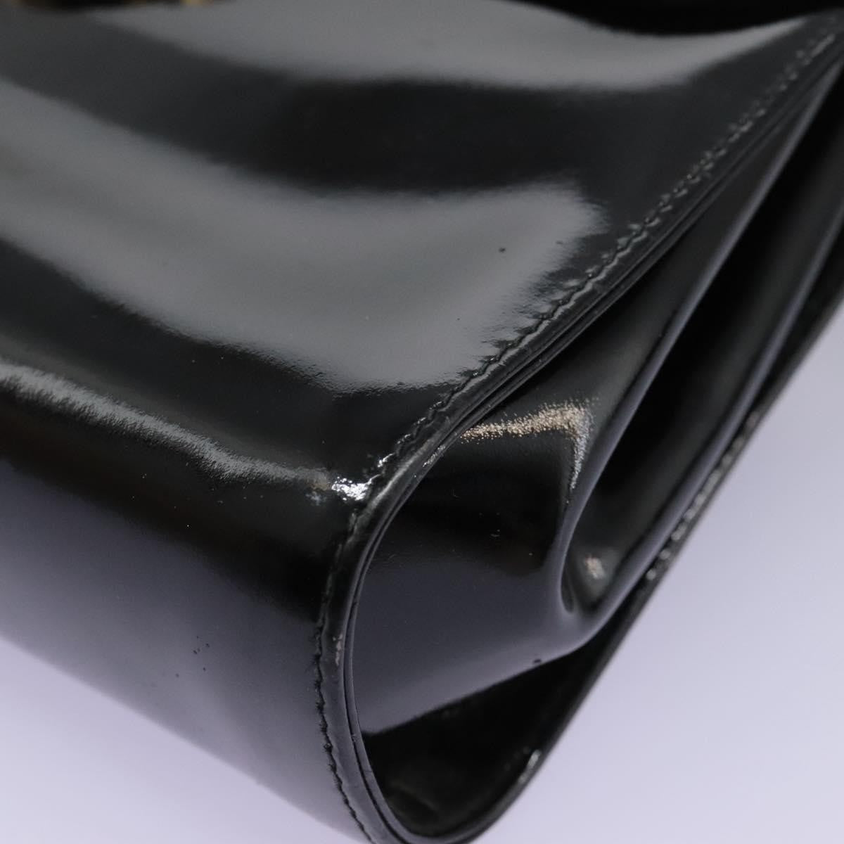 Salvatore Ferragamo Gancini Flap Patent Leather Black Patent_Leather Shoulder Bag Bag (Pre-Owned)