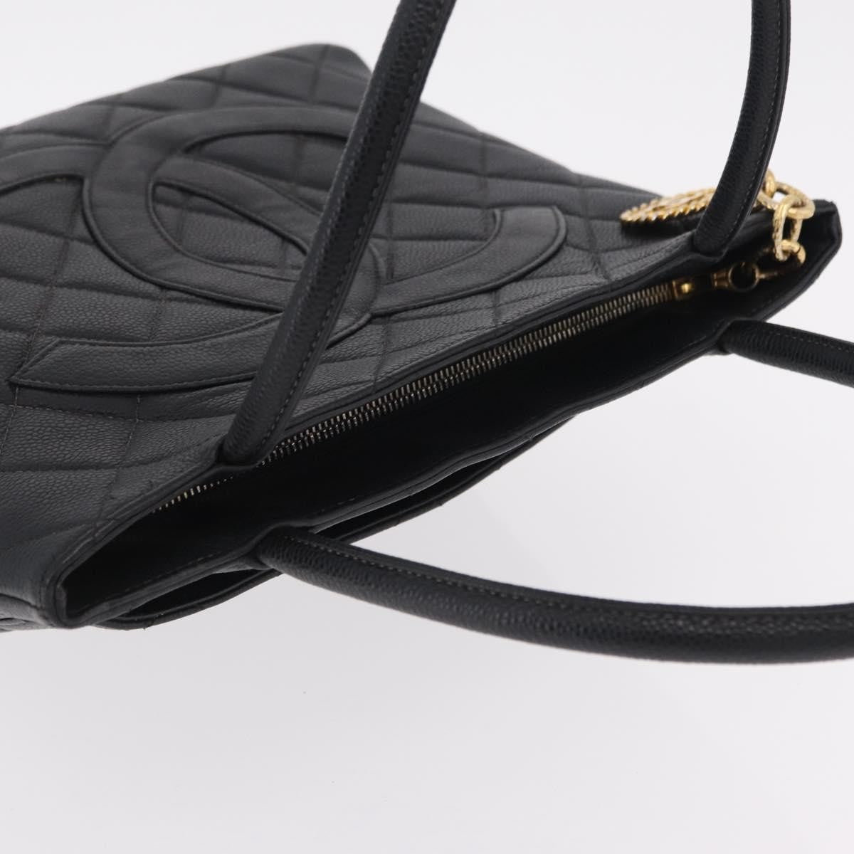 Chanel Medallion Quilted Caviar Black Calfskin Tote Bag Bag (Pre-Owned)