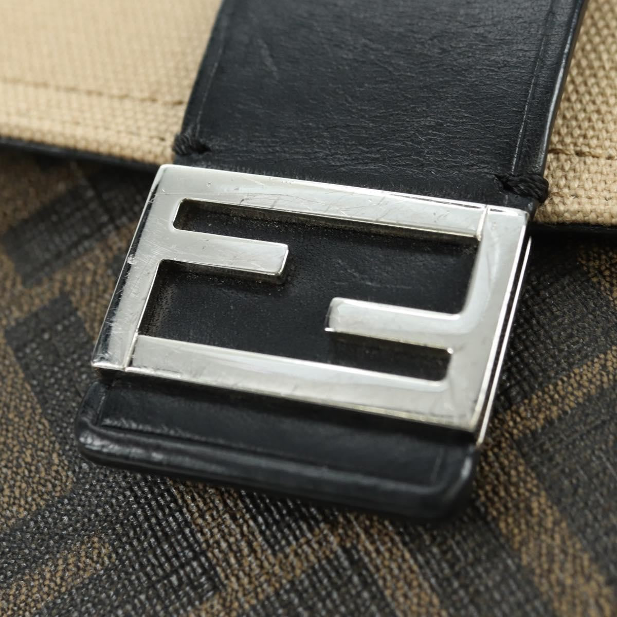 Fendi Baguette Zucca Canvas With Leather Brown Canvas Crossbody Bag Bag (Pre-Owned)