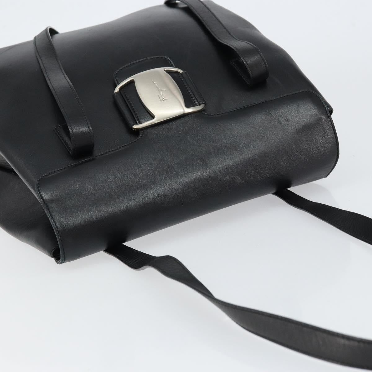 Salvatore Ferragamo Vala Leather Black Leather Tote Bag Bag (Pre-Owned)