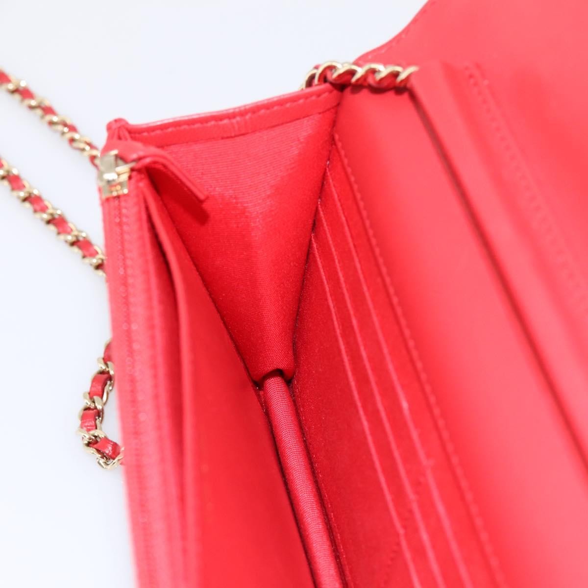 Chanel Wallet On Chain Quilted Lambskin Red Leather Wallets Accessory (Pre-Owned)