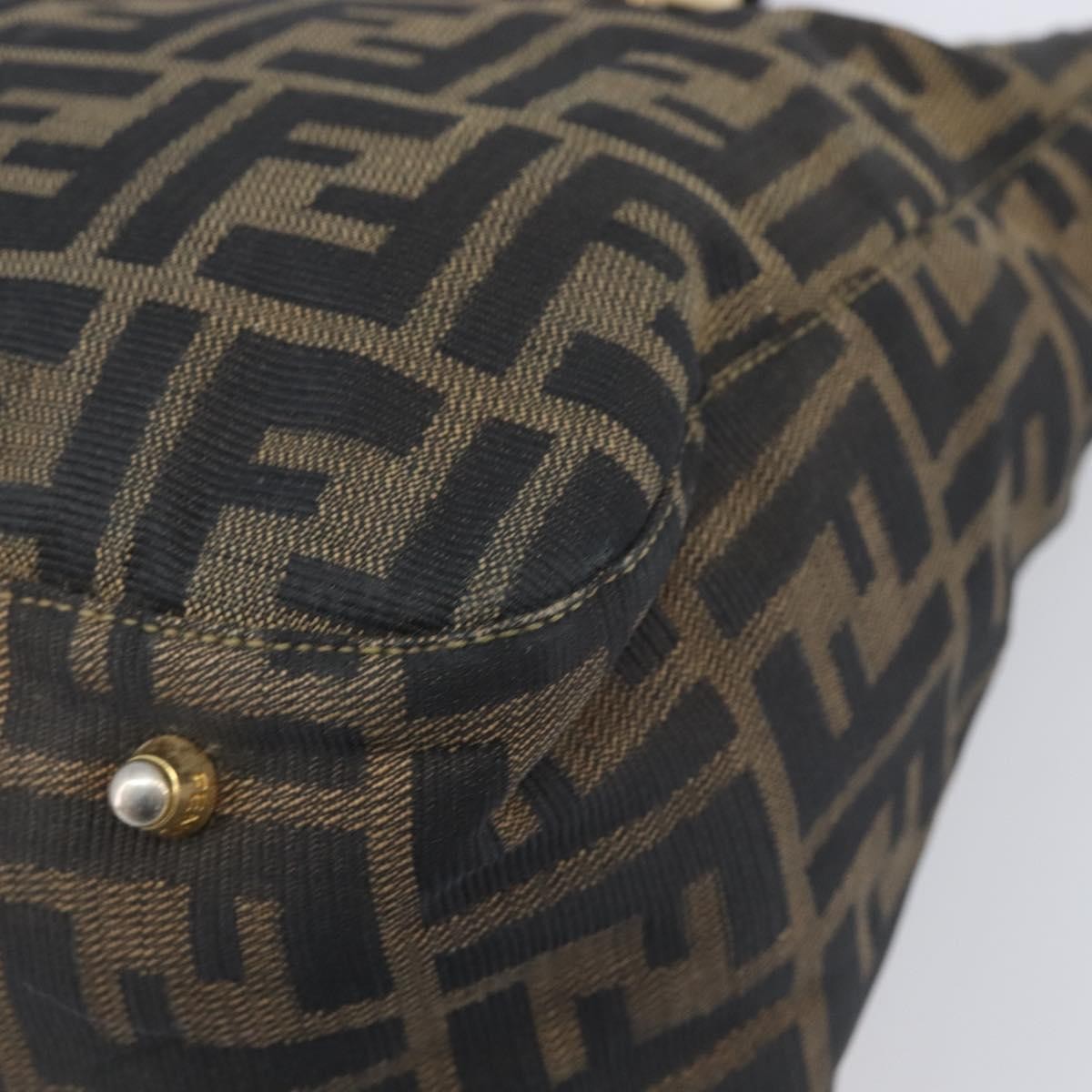 Fendi Vintage Ff Handle Zucca Canvas Brown Canvas Tote Bag Bag (Pre-Owned)