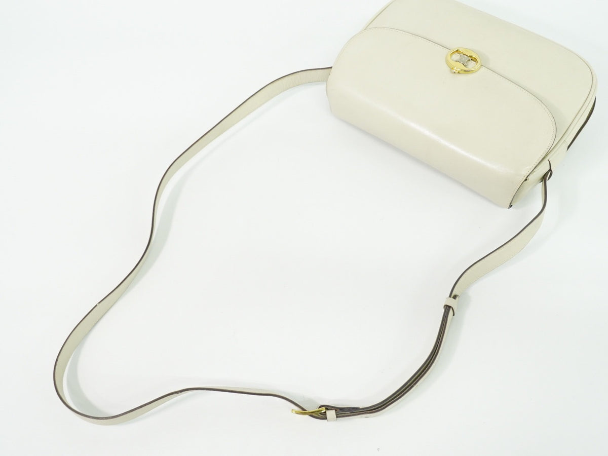 Celine Flap Shoulder Leather Beige Leather Shoulder Bag Bag (Pre-Owned)