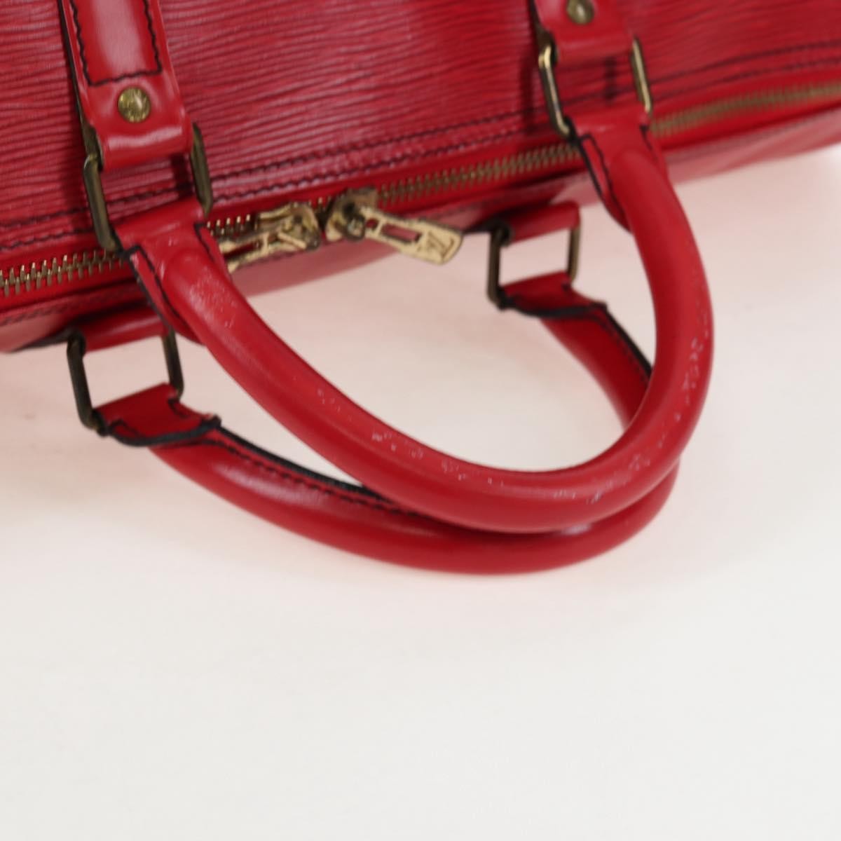 Louis Vuitton Keepall Epi Leather Red Leather Travel Bag Bag (Pre-Owned)