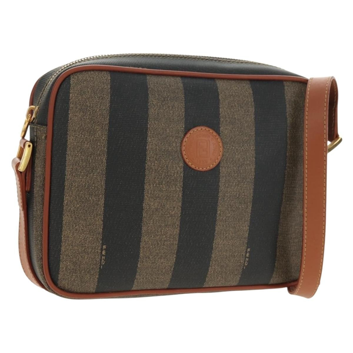 Fendi Vintage Pequin Coated Canvas Brown Canvas Tote Bag Bag (Pre-Owned)
