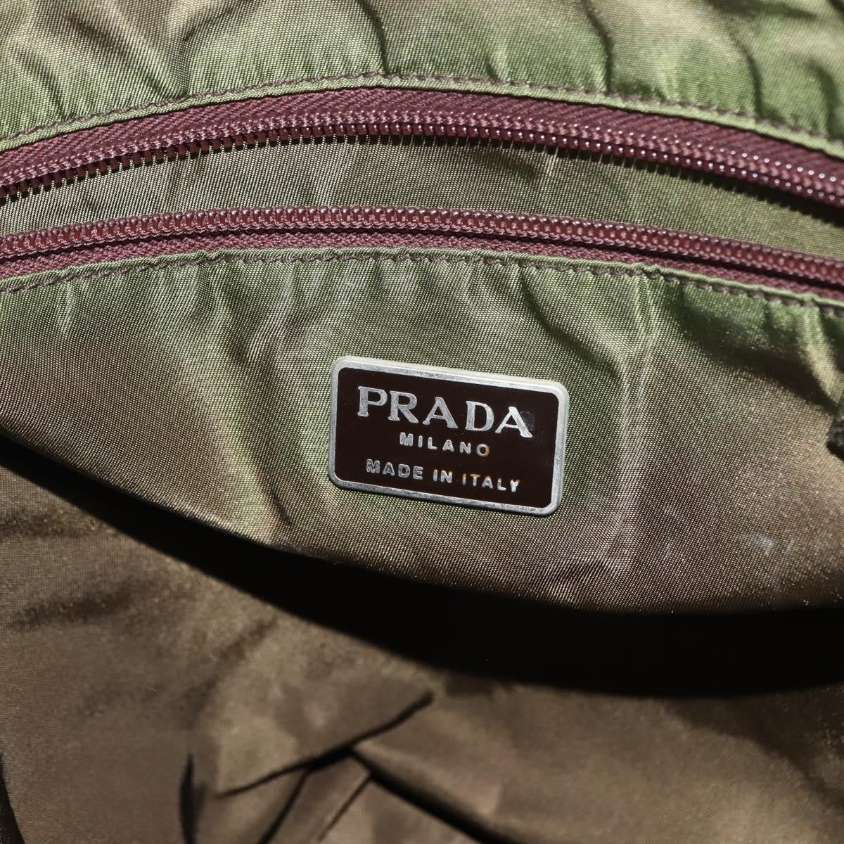 Prada Resin Handle Tote Tessuto Khaki Nylon Tote Bag Bag (Pre-Owned)