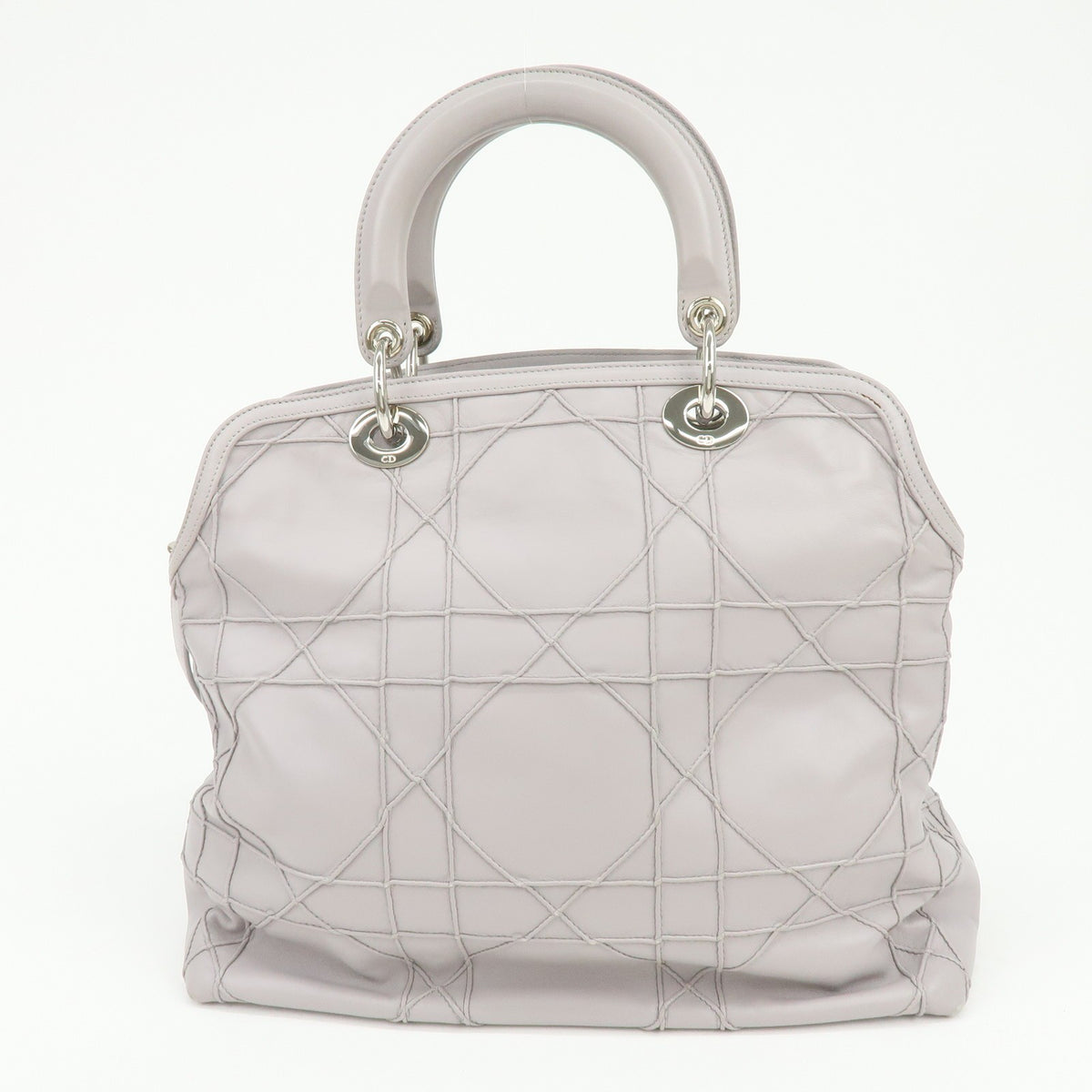 Christian Dior Granville Satchel Cannage Quilt Leather Purple Leather Handbag (Pre-Owned)