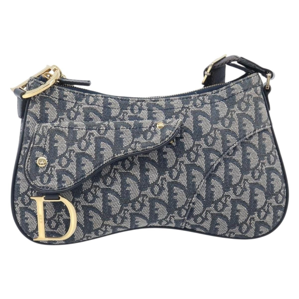 Christian Dior Saddle Messenger Oblique Canvas Navy Canvas Clutche & Pouche Bag (Pre-Owned)