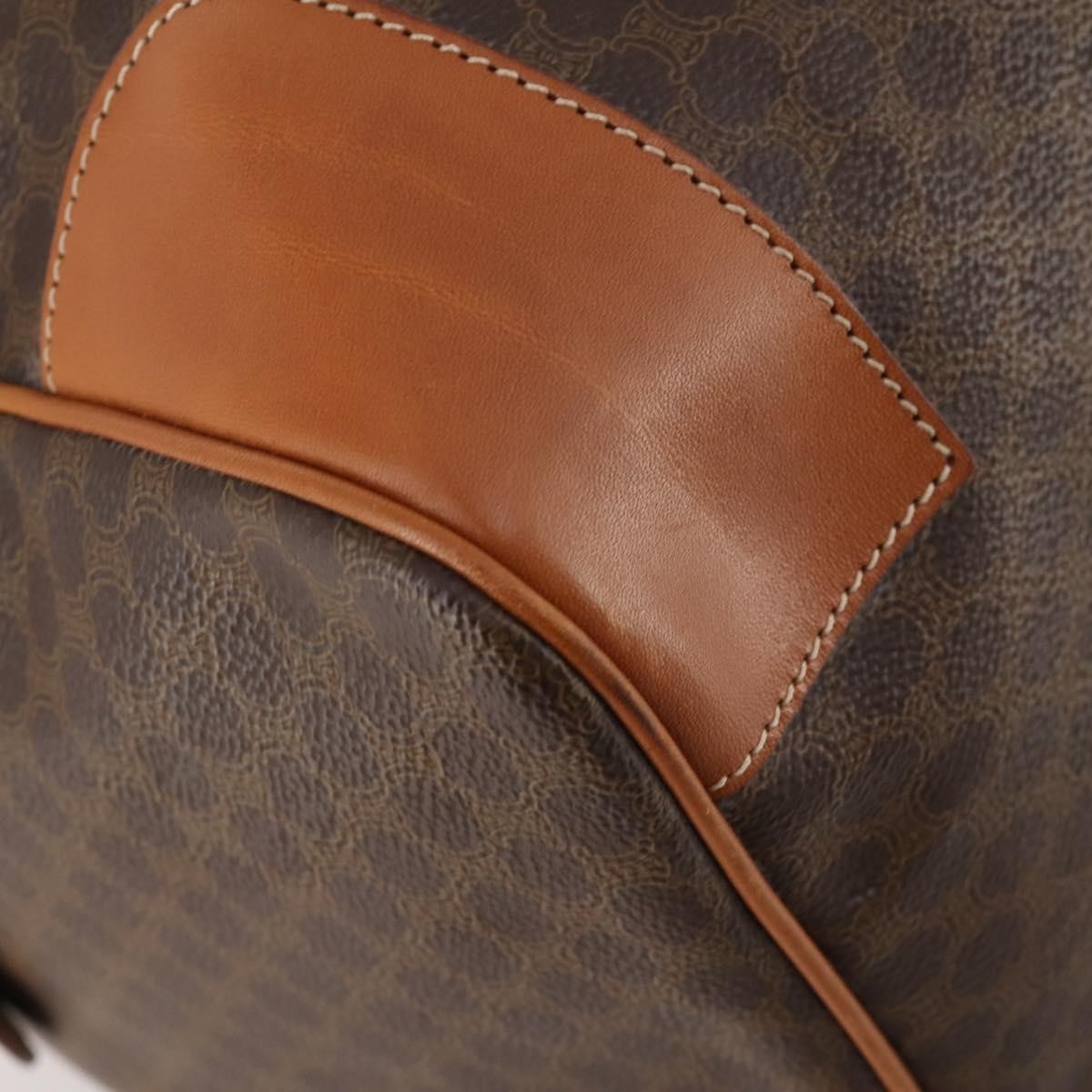Celine Vintage Duffle Canvas And Leather Brown Canvas Travel Bag Bag (Pre-Owned)