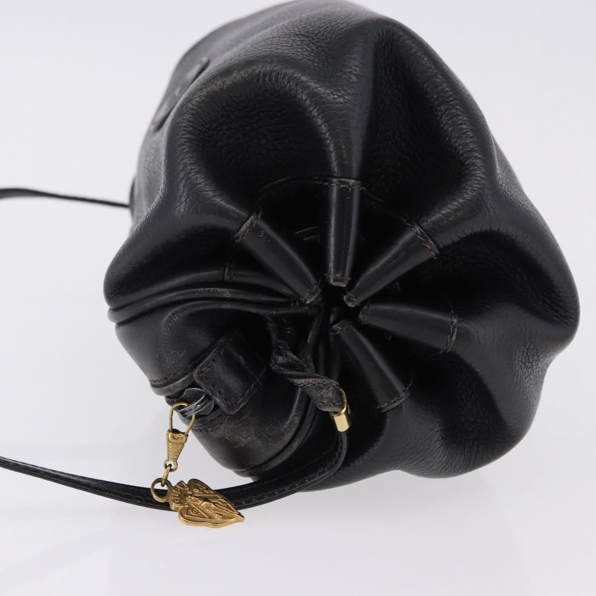 Gucci Shoulder Leather Black Leather Shoulder Bag Bag (Pre-Owned)