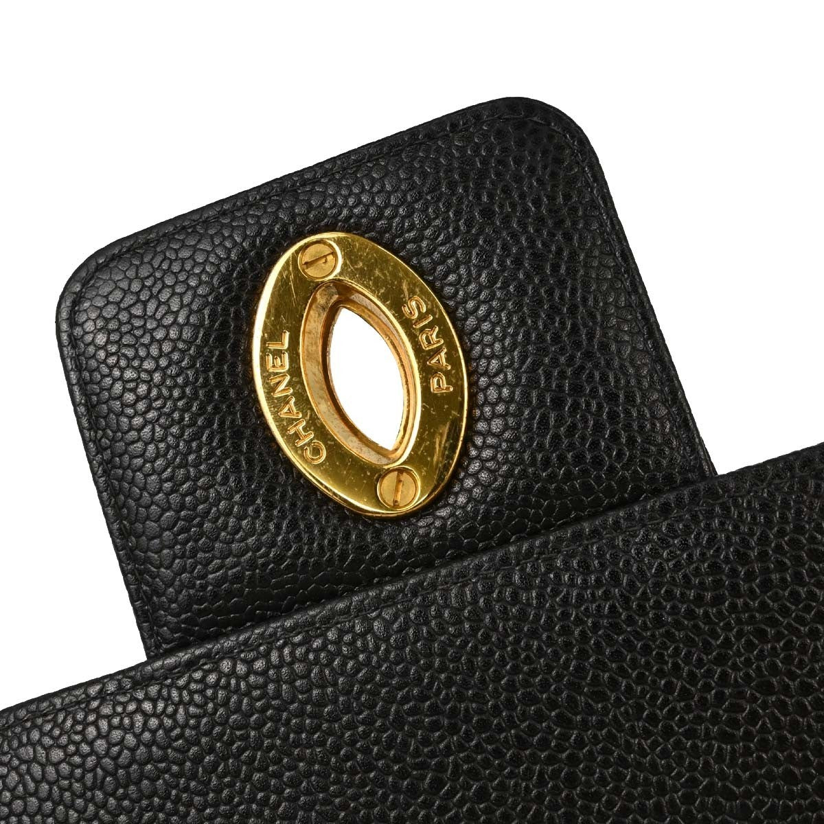 Chanel Vintage Two-Tone Kelly Top Handle Quilted Caviar Black Leather Handbag (Pre-Owned)