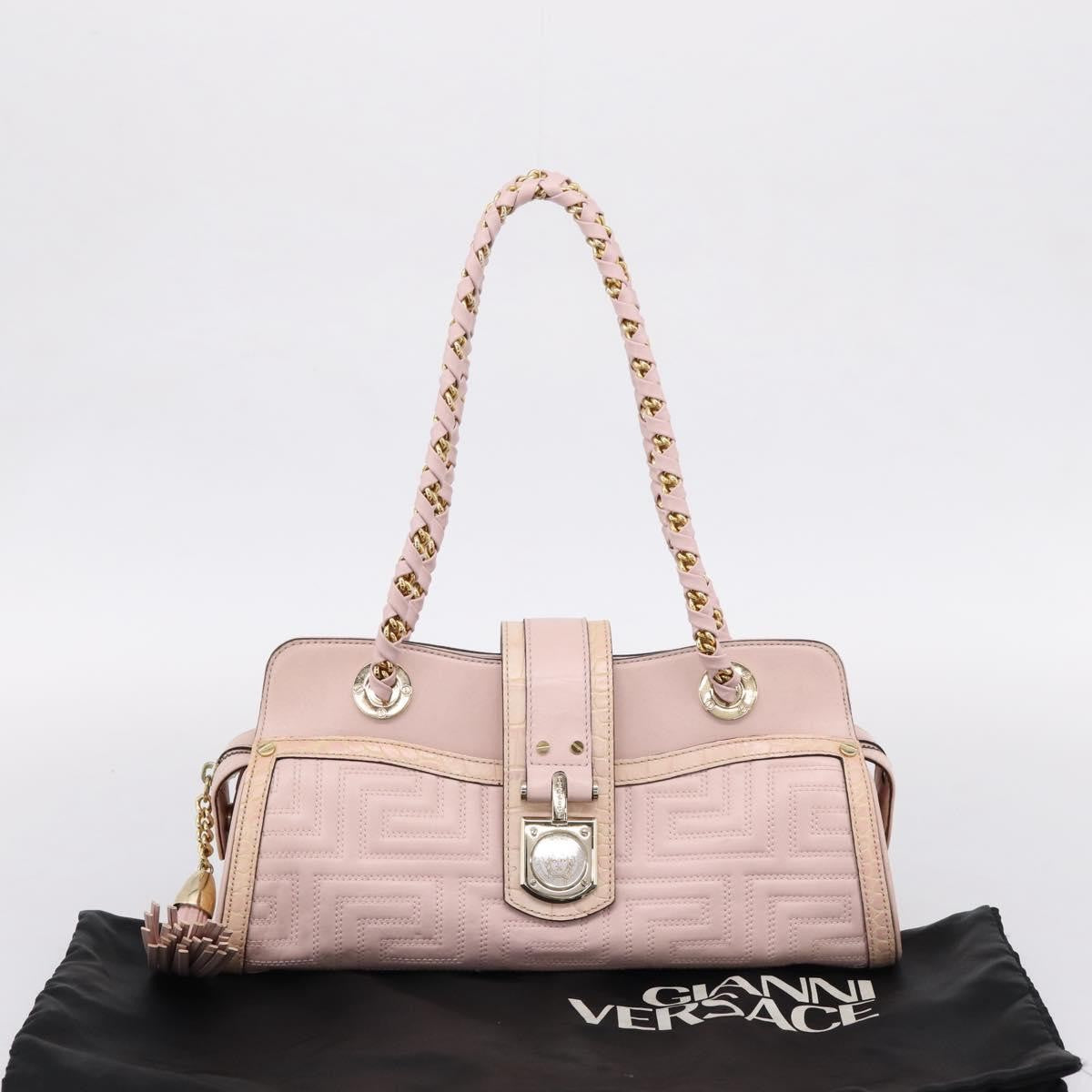 Versace Vintage Tote Leather Pink Leather Tote Bag Bag (Pre-Owned)
