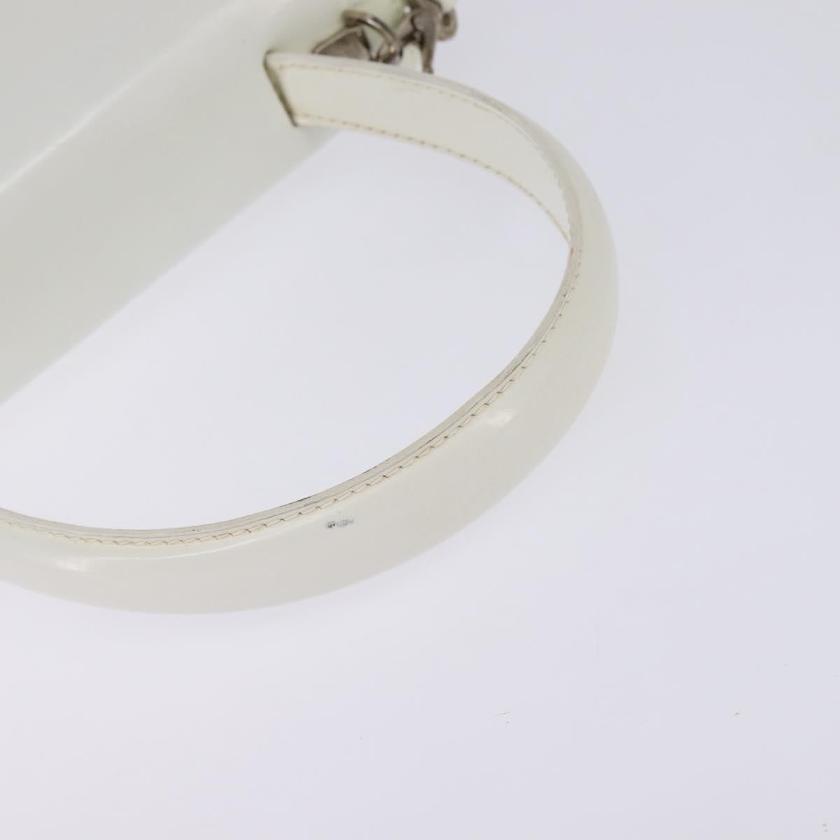 Salvatore Ferragamo Gancini Patent Leather White Patent_Leather Handbag (Pre-Owned)