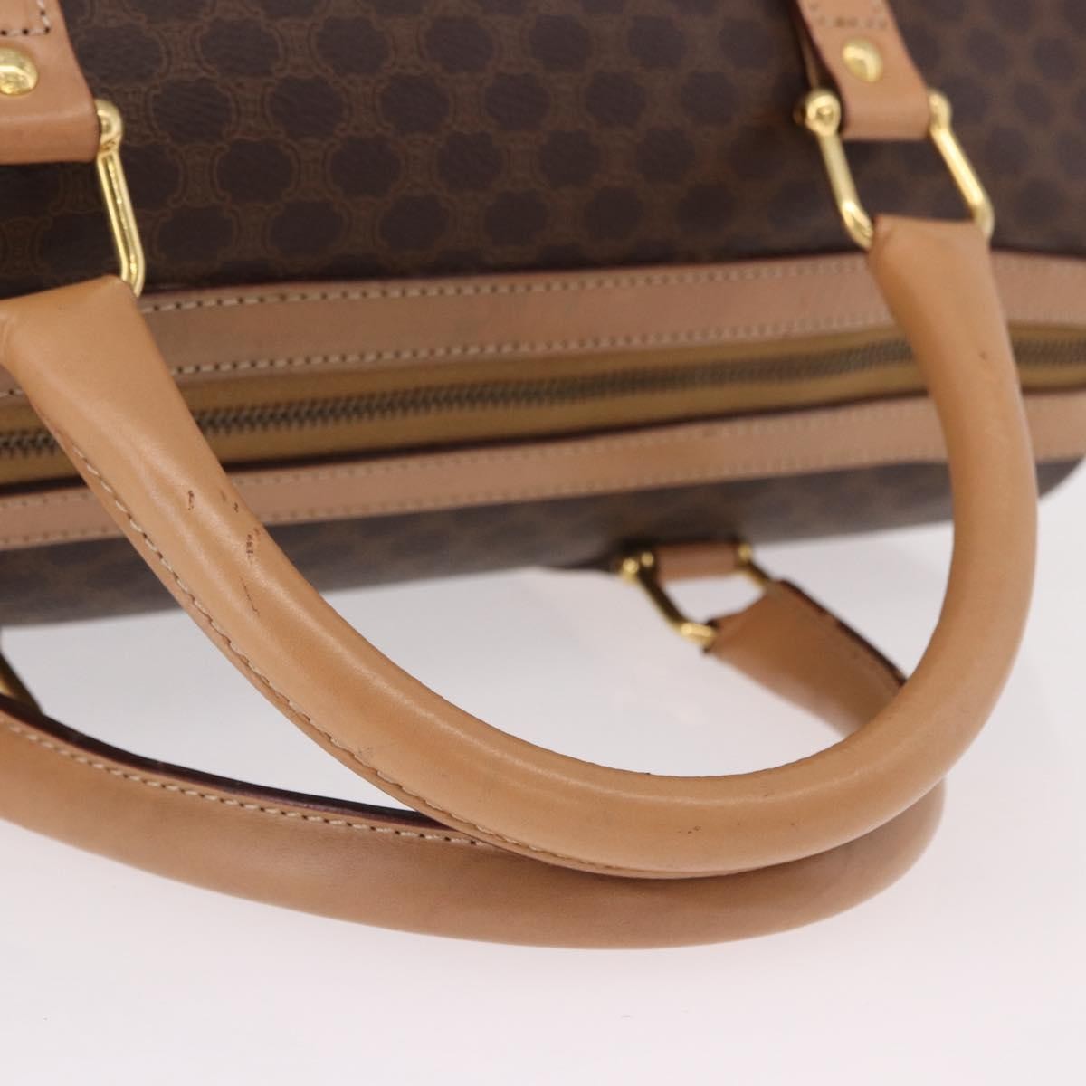 Celine Vintage Boston Macadam Coated Canvas Brown Pvc Handbag (Pre-Owned)