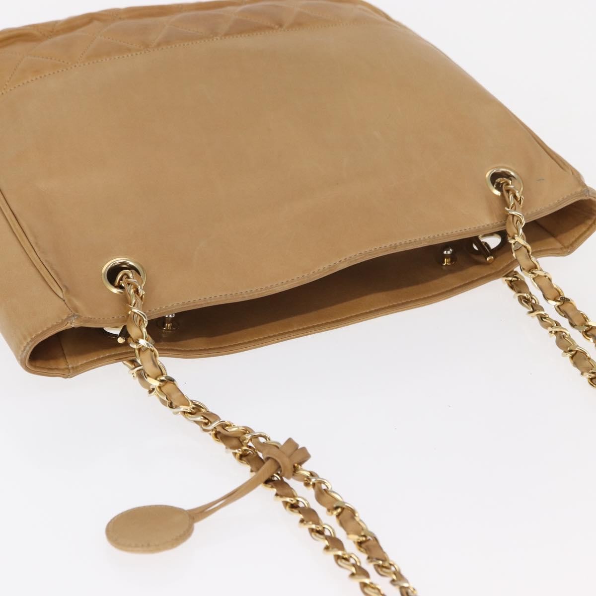 Chanel Vintage Shopping Tote Lambskin Beige Leather Tote Bag Bag (Pre-Owned)
