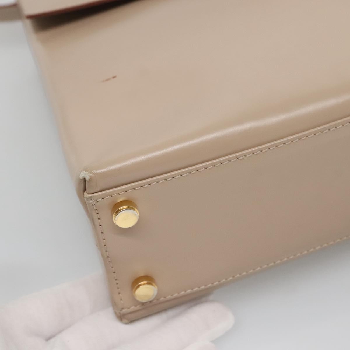 Salvatore Ferragamo Gancini Convertible Top Handle Leather Beige Leather Handbag (Pre-Owned)
