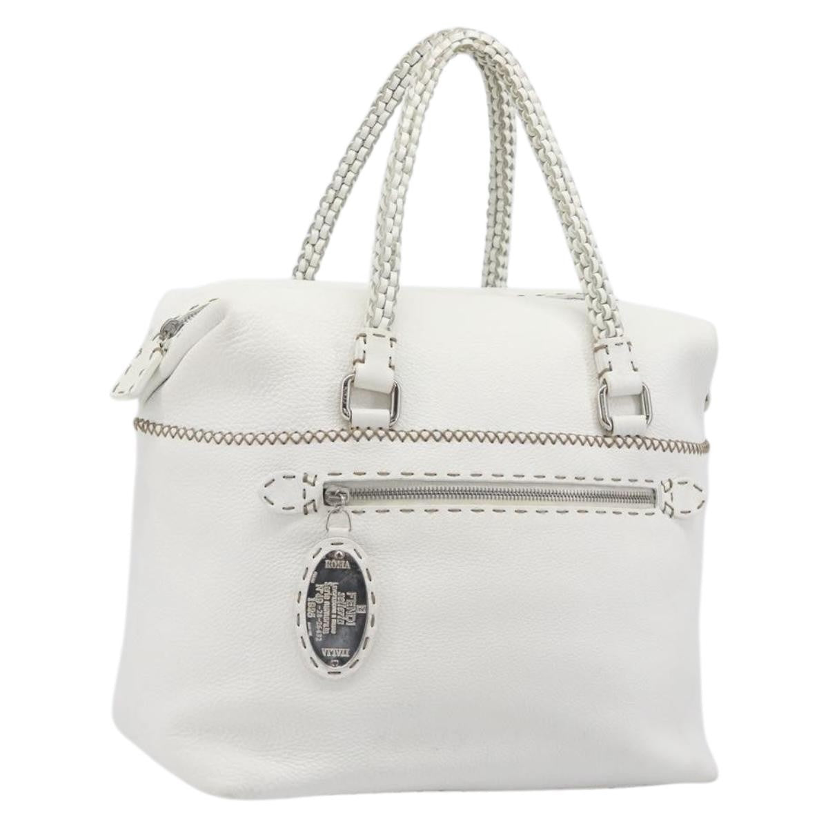 Fendi Selleria 2Bag Leather White Leather Handbag (Pre-Owned)