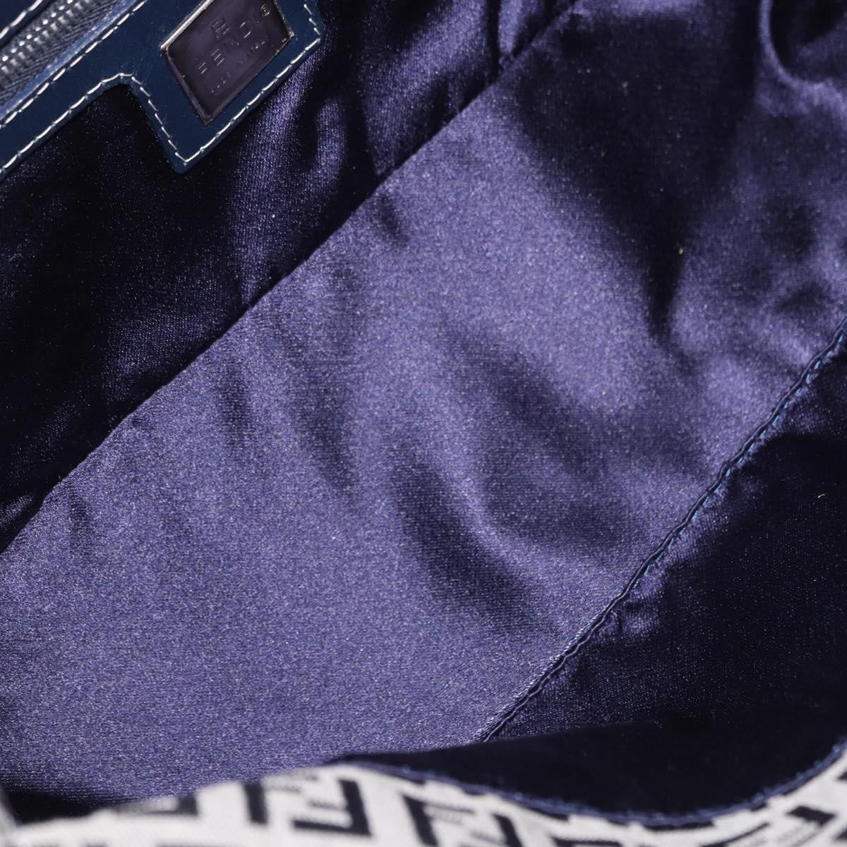 Fendi Baguette Zucchino Canvas Navy Canvas Handbag (Pre-Owned)