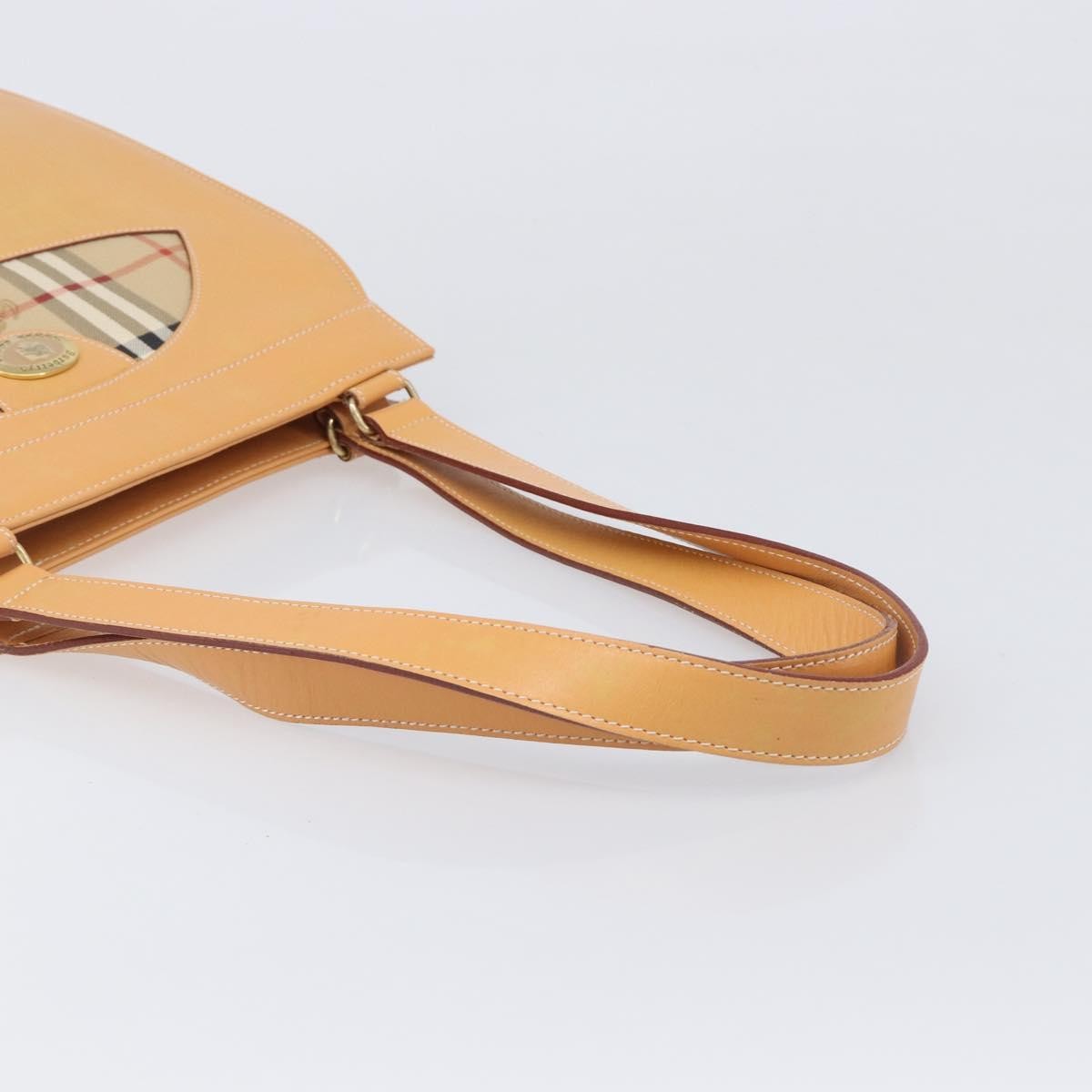 Burberry Nova Check Shoulder Bag Leather Beige Leather Shoulder Bag Bag (Pre-Owned)
