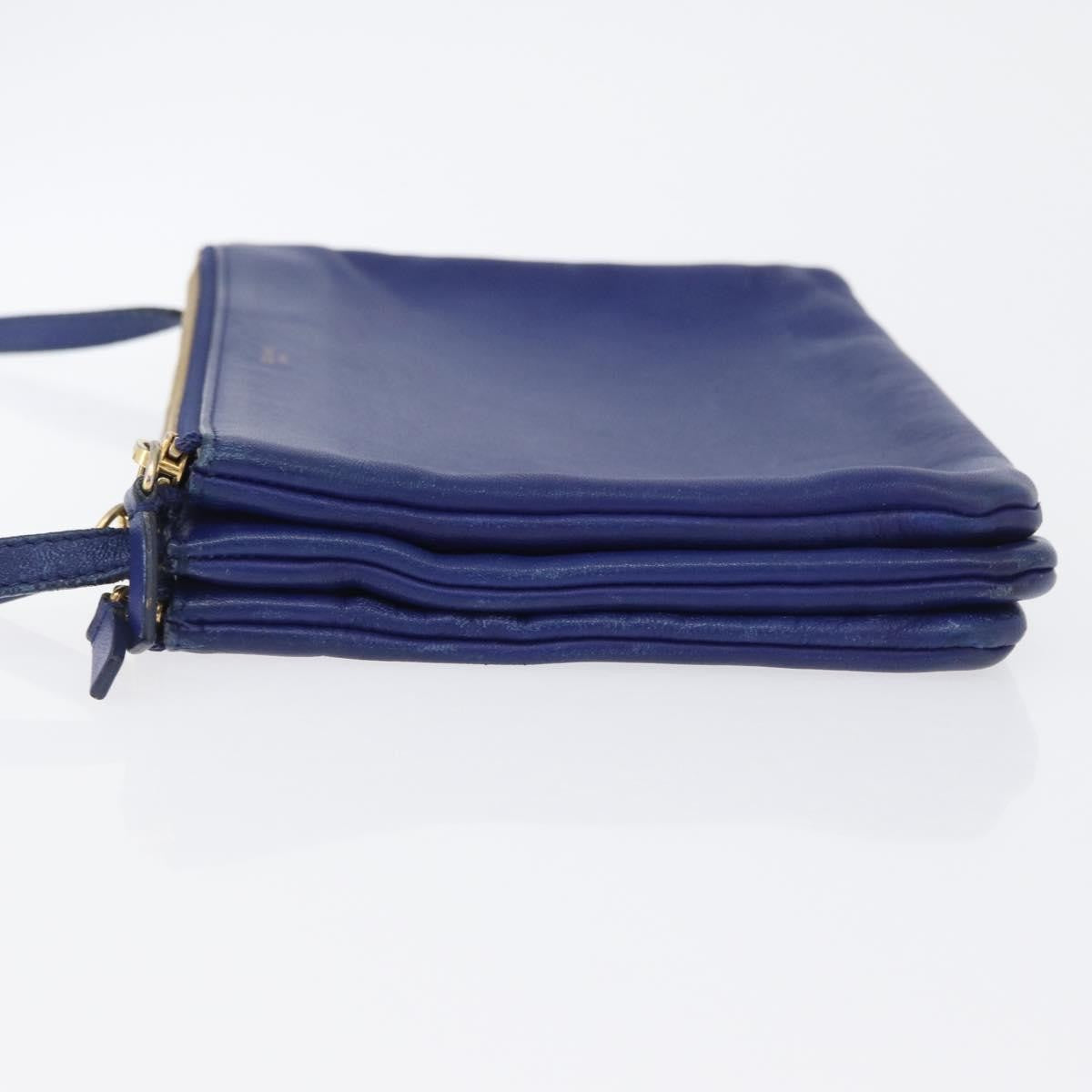 Celine Trio Leather Blue Leather Shoulder Bag Bag (Pre-Owned)