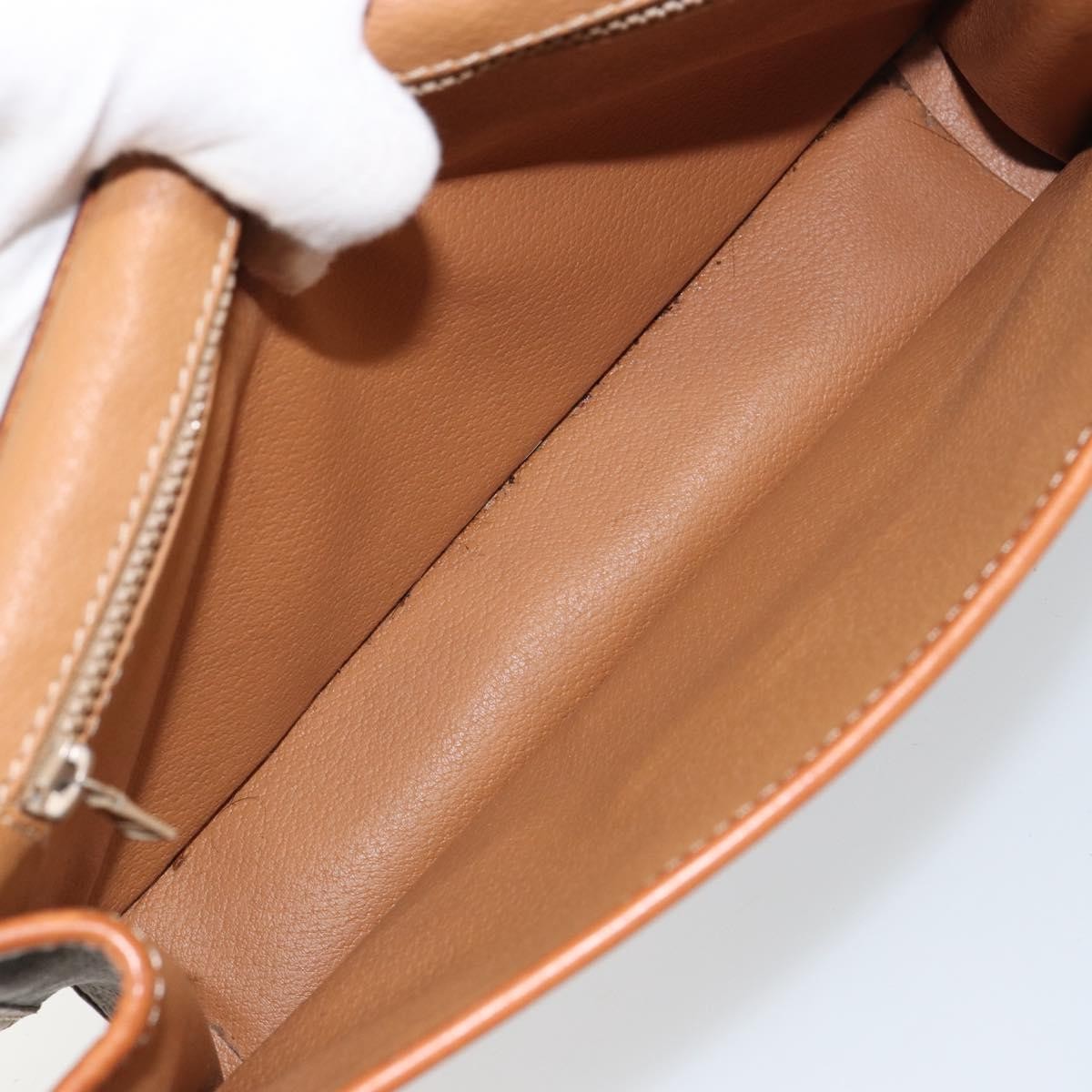 Celine Vintage Macadam Circle Logo Canvas And Leather Brown Canvas Shoulder Bag Bag (Pre-Owned)