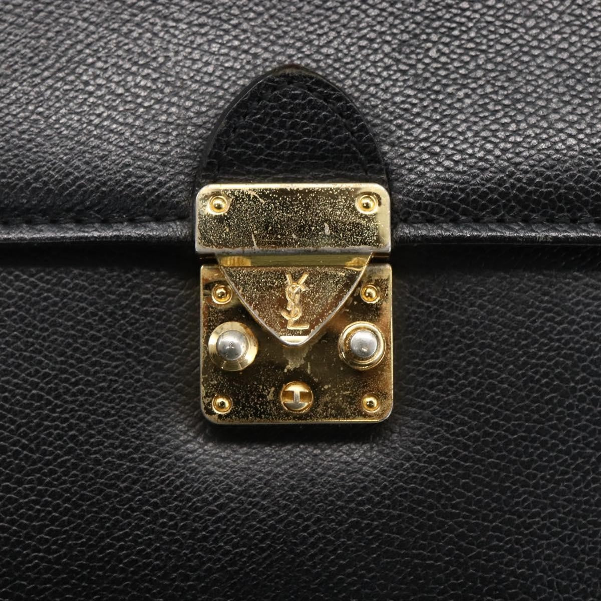Saint Laurent Handbag Leather Black Leather Handbag (Pre-Owned)