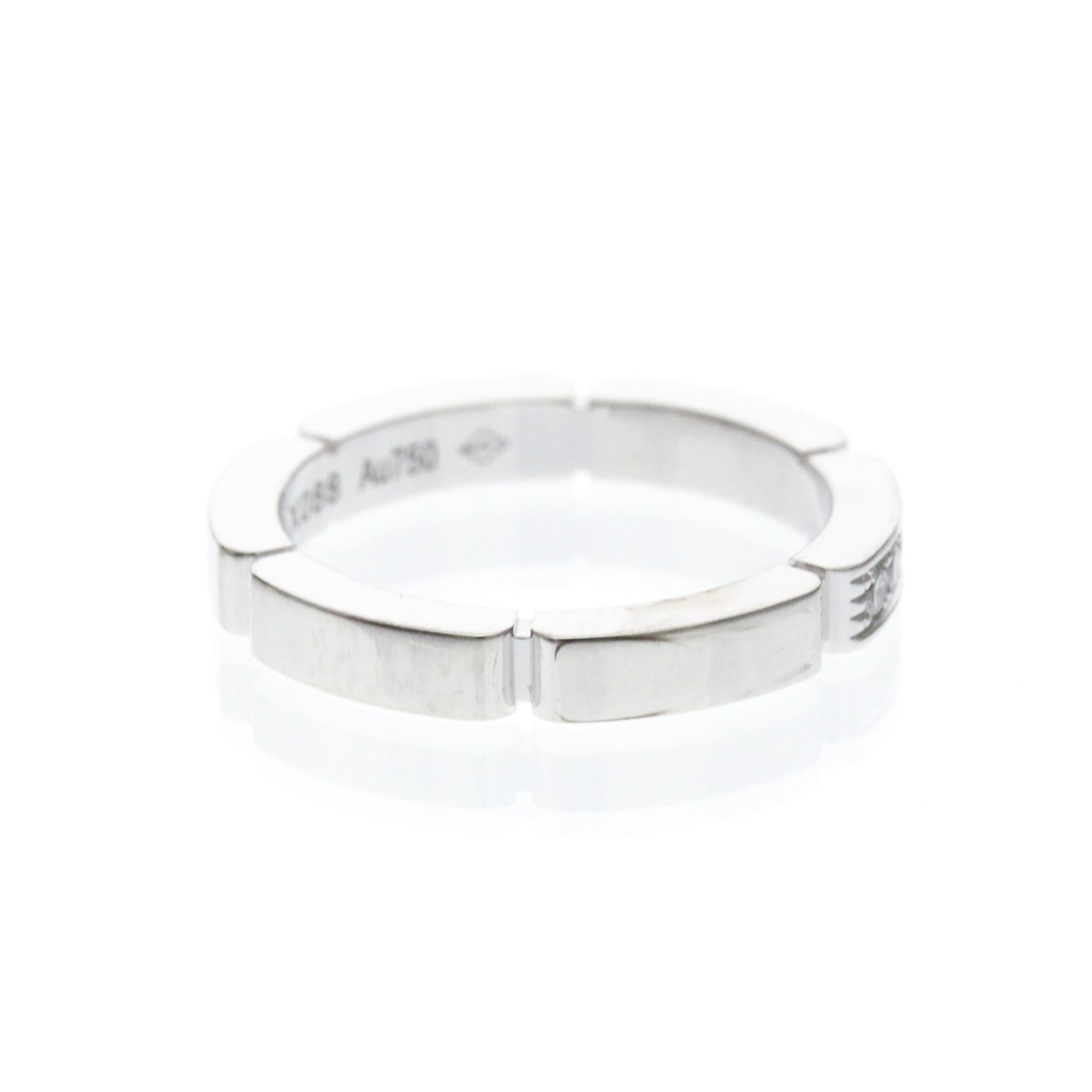 Cartier Maillon Panthere Band 18K White Gold With 4 Diamonds Silver White_Gold Ring Jewelry (Pre-Owned)