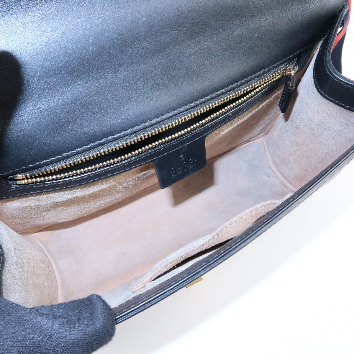 Gucci Sylvie Leather Black Leather Shoulder Bag Bag (Pre-Owned)