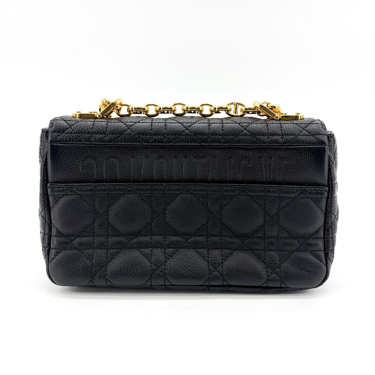 Christian Dior Caro Bag Cannage Quilt Calfskin Black Leather Handbag (Pre-Owned)