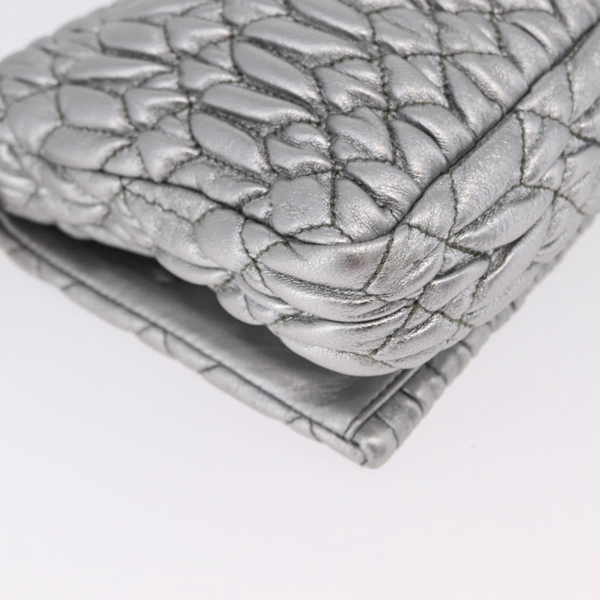 Miu Miu Crystal Clutch Matelasse Leather Silver Leather Clutche & Pouche Bag (Pre-Owned)