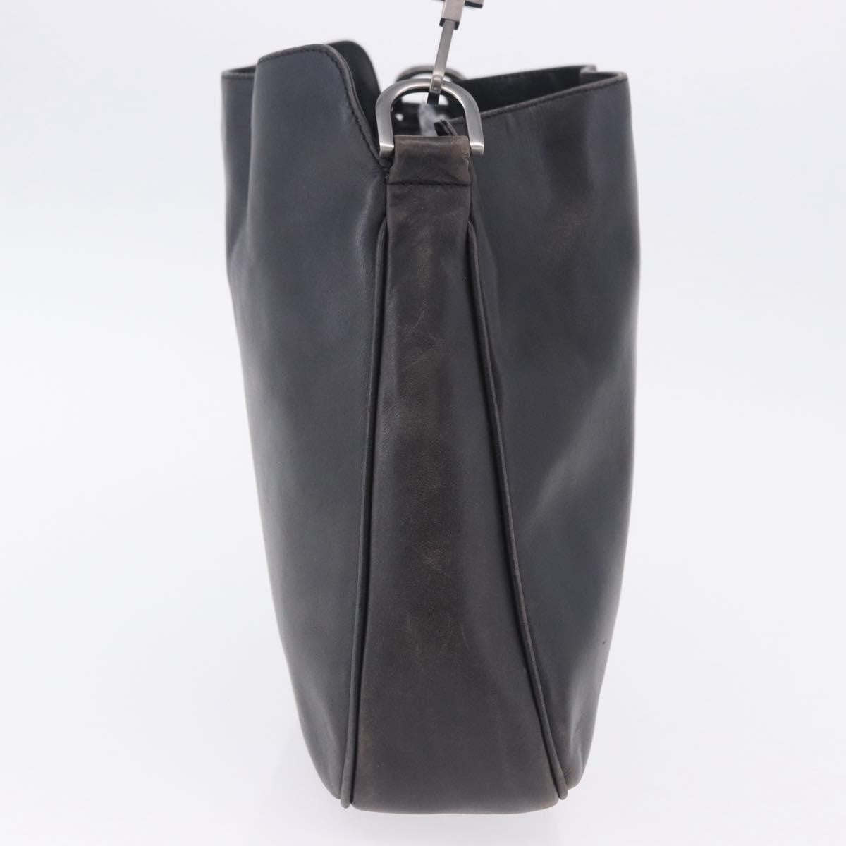 Gucci Vintage Bamboo Handle Open Hobo Leather Black Leather Shoulder Bag Bag (Pre-Owned)