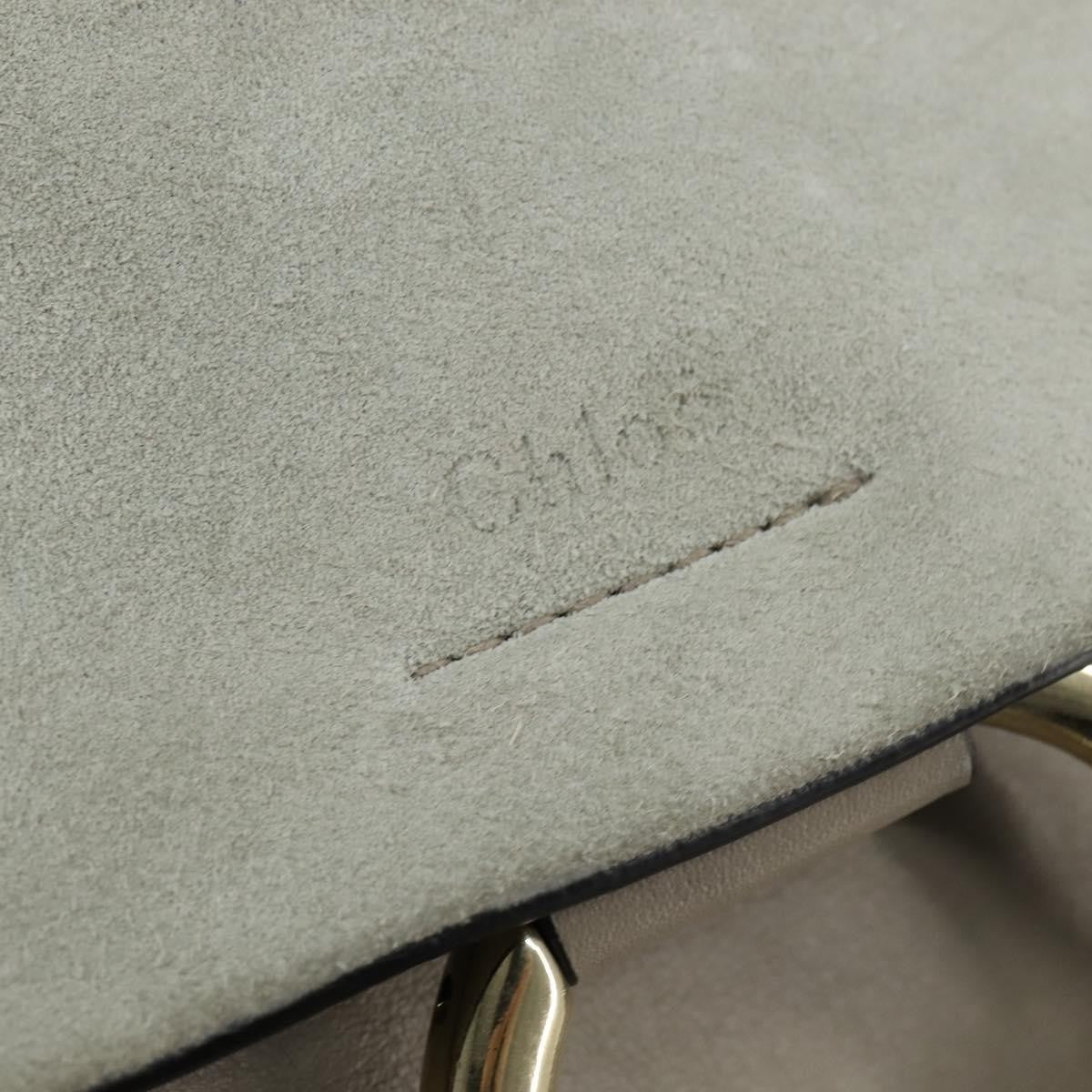 Chloe Faye Leather And Suede Gray Leather Shoulder Bag Bag (Pre-Owned)
