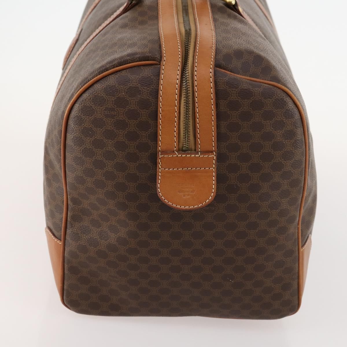 Celine Vintage Duffle Canvas And Leather Brown Canvas Travel Bag Bag (Pre-Owned)
