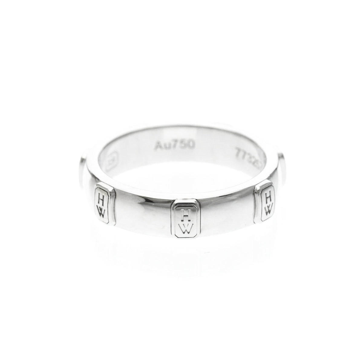 Harry Winston Hw Logo Band 18K White Gold With Diamond Silver White_Gold Ring Jewelry (Pre-Owned)