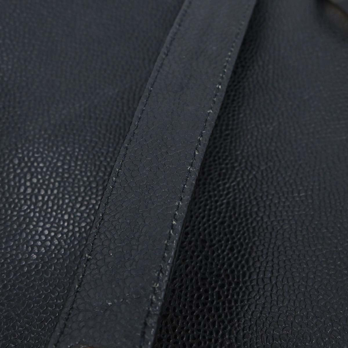 Chanel Vintage Front Pocket Tote Quilted Leather Black Leather Tote Bag Bag (Pre-Owned)