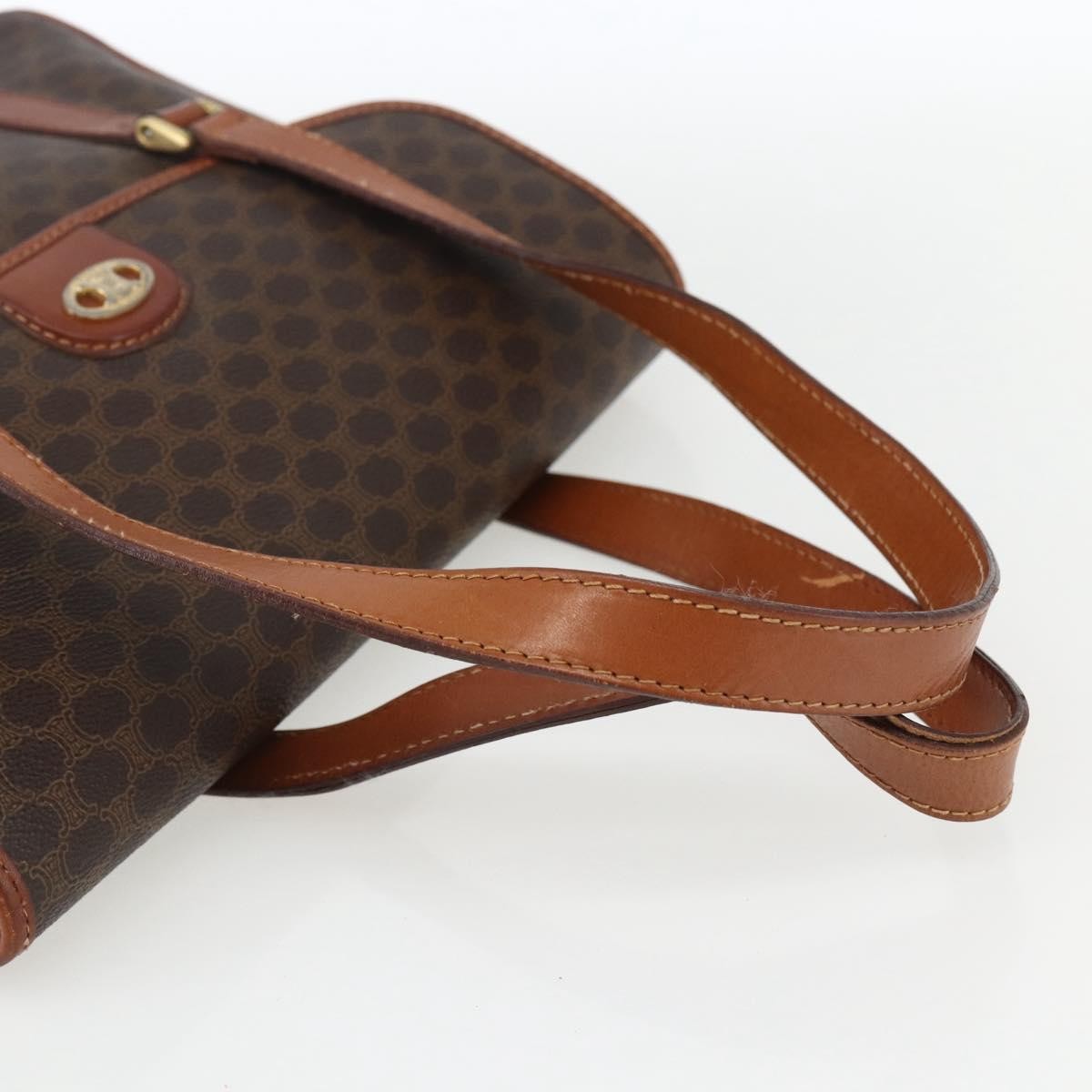 Celine Vintage Macadam Canvas And Leather Brown Canvas Handbag (Pre-Owned)