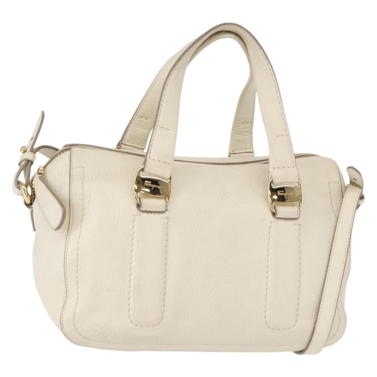 Salvatore Ferragamo Vala Leather White Leather Handbag (Pre-Owned)