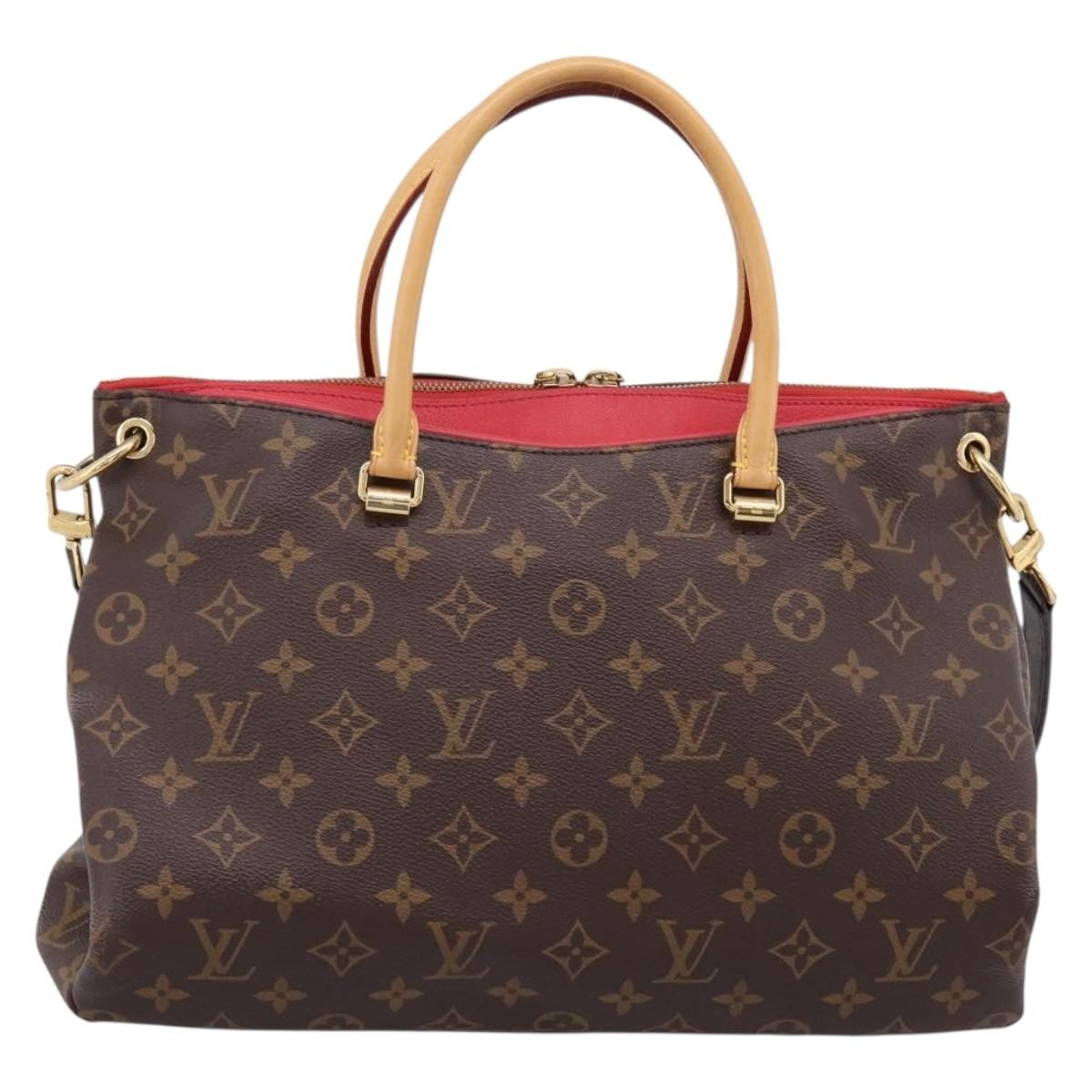 Louis Vuitton Pallas Monogram Canvas With Leather Brown Canvas Tote Bag Bag (Pre-Owned)