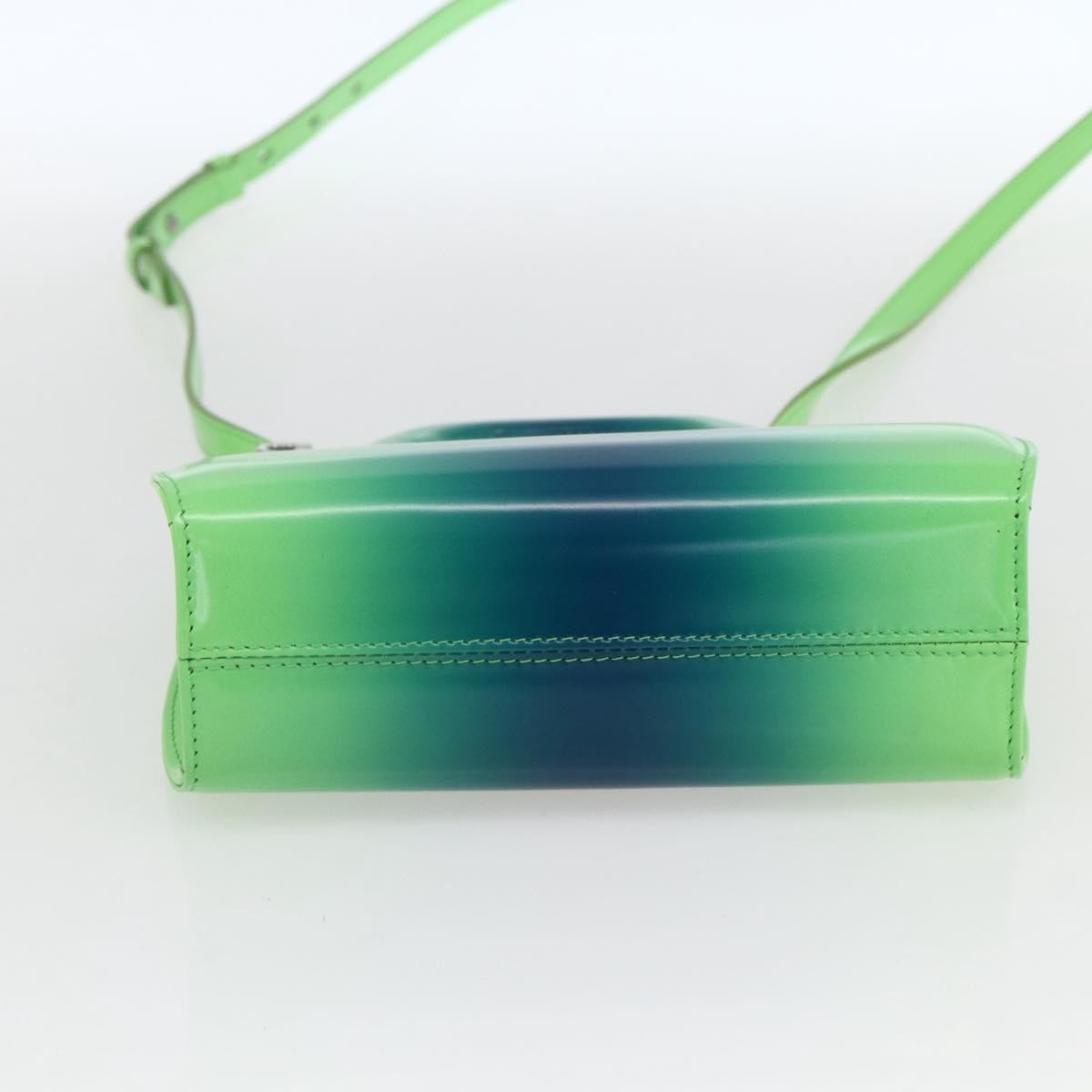 Salvatore Ferragamo Wanda Top Handle Shoulder Gradient Leather Green Patent_Leather Handbag (Pre-Owned)