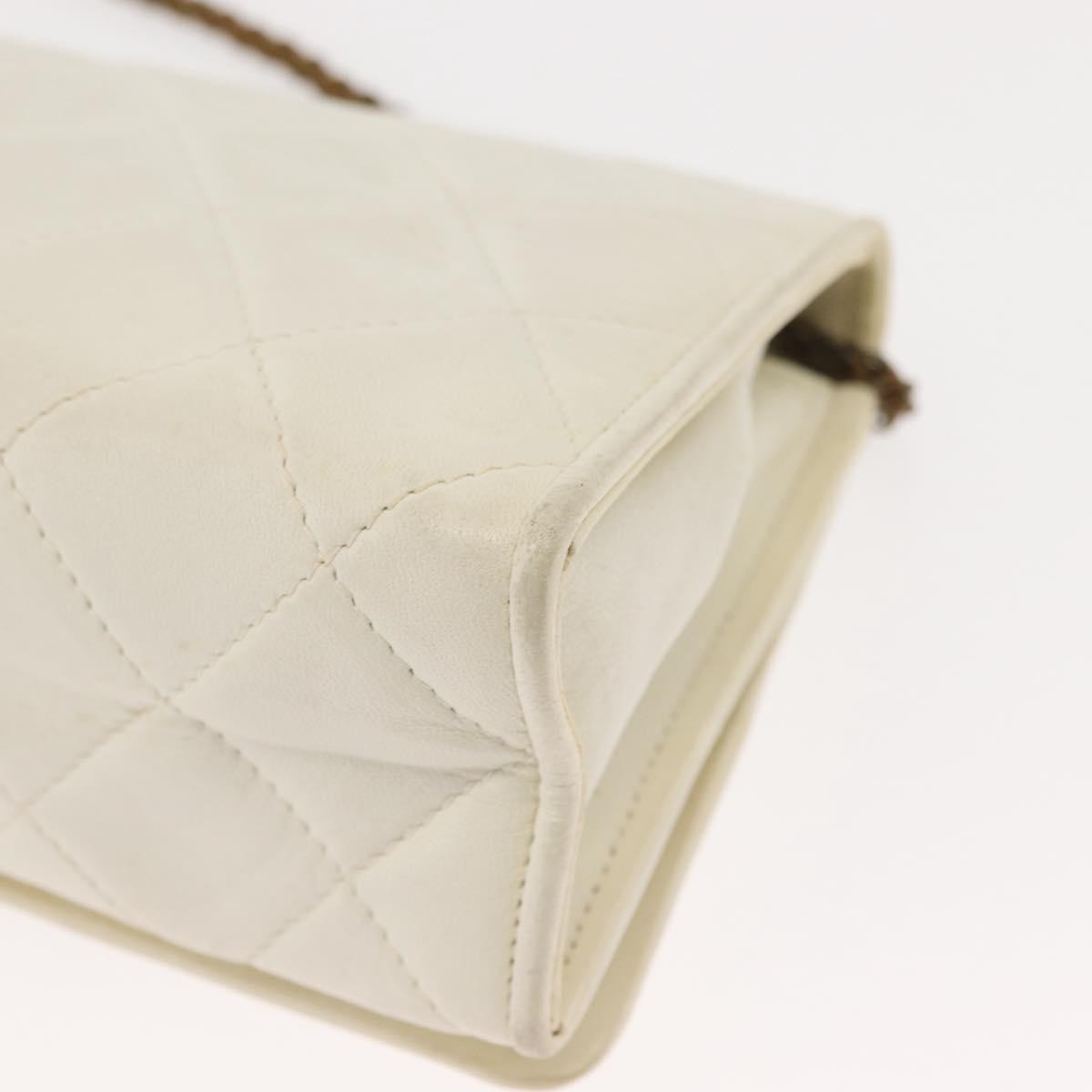 Chanel Full Flap Wallet On Chain Quilted Lambskin White Leather Clutche & Pouche Bag (Pre-Owned)