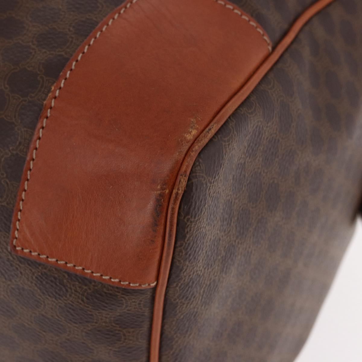 Celine Vintage Duffle Macadam Coated Canvas Brown Canvas Handbag (Pre-Owned)