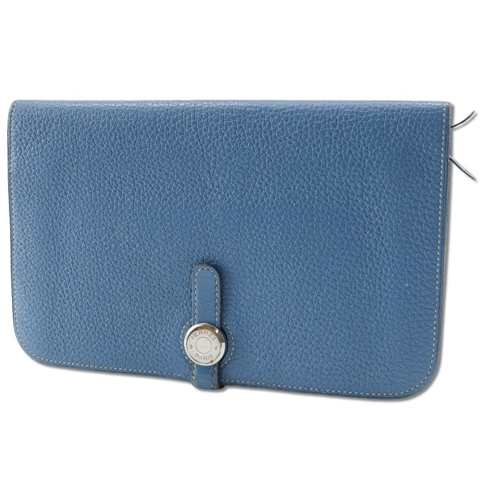 Hermes Dogon Duo Combined Leather Blue Leather Wallets Accessory (Pre-Owned)