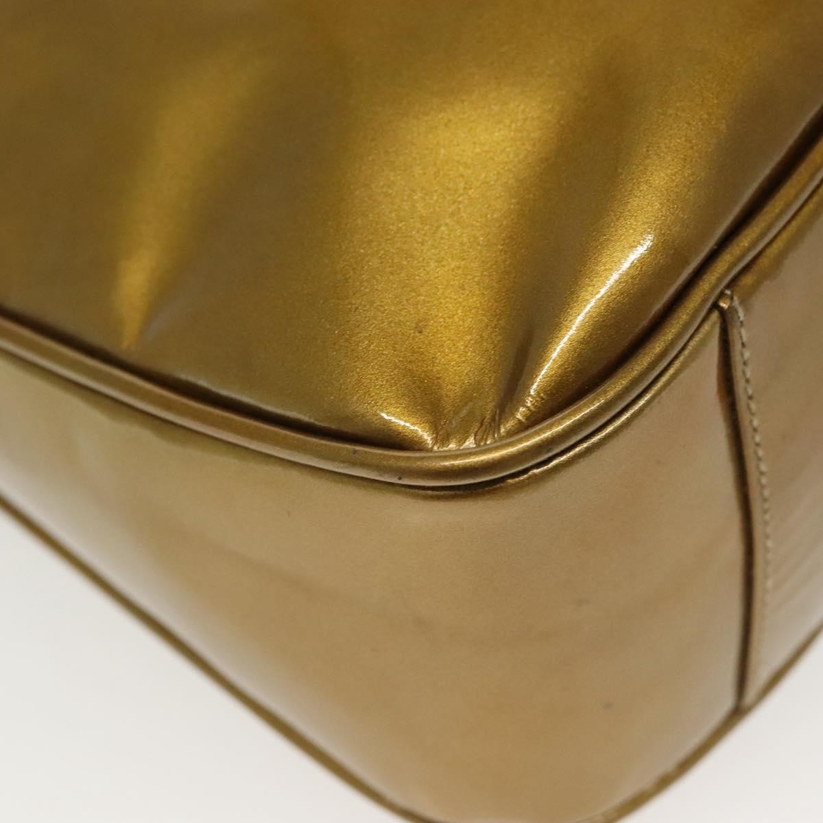 Gucci Vintage Bamboo Handle Open Hobo Leather Gold Patent_Leather Shoulder Bag Bag (Pre-Owned)