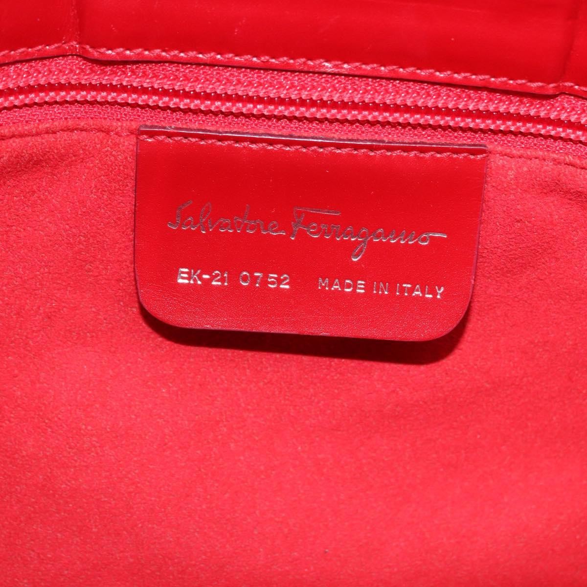 Salvatore Ferragamo Gancini Leather Red Leather Handbag (Pre-Owned)