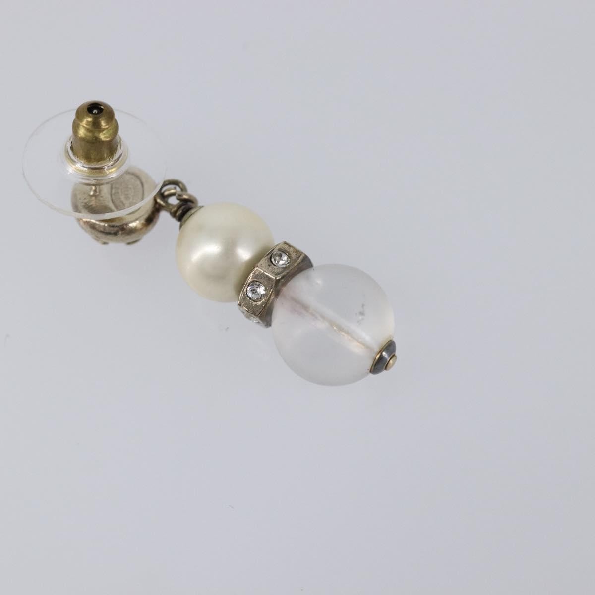 Chanel Cc Pearl Drop Faux Pearl And Metal Silver Metal Earrings Jewelry (Pre-Owned)