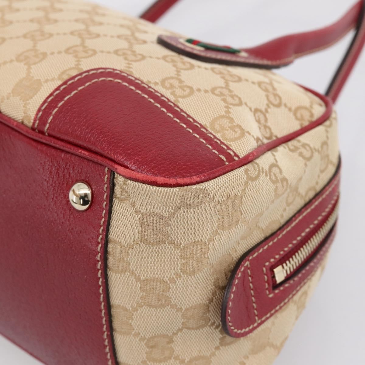 Gucci Princy Boston Gg Canvas Beige Canvas Handbag (Pre-Owned)