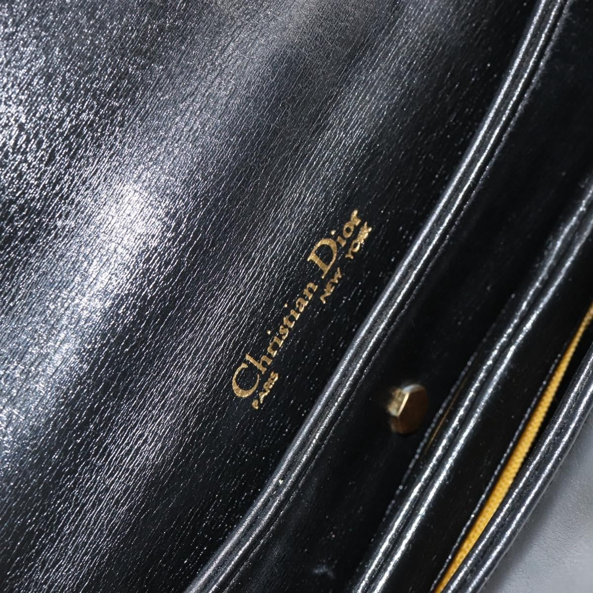 Christian Dior Vintage Chain Flap Diorissimo Canvas Black Leather Shoulder Bag Bag (Pre-Owned)