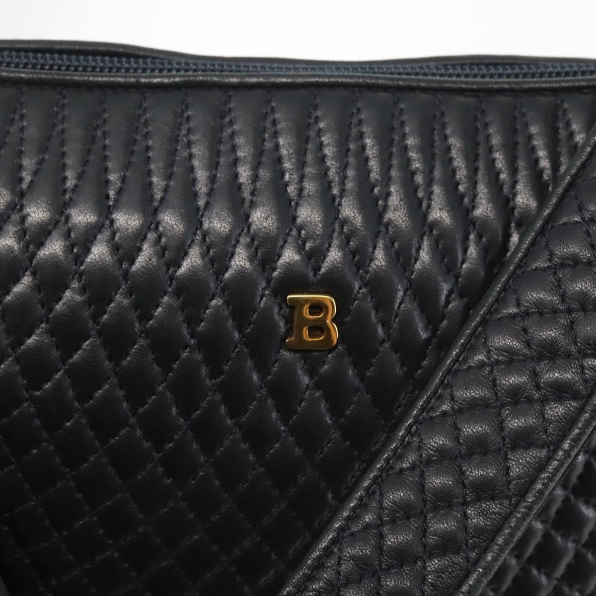 Bally Vintage Leather Navy Leather Shoulder Bag Bag (Pre-Owned)